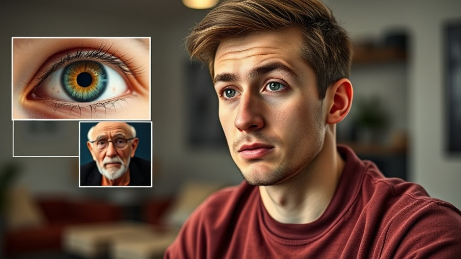 Eye health education concept with man discussing prevention.