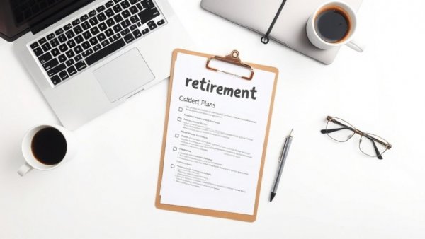 Retirement tax planning moves on clipboard with coffee and laptop.