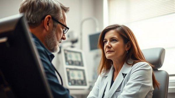 Doctor consulting patient in clinic discussing Ozempic blindness.