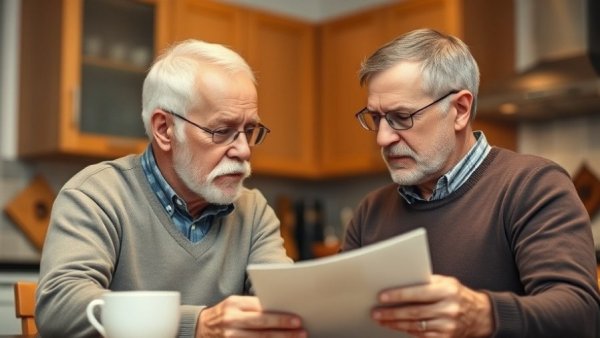 Discussing finances with aging parents around a laptop.