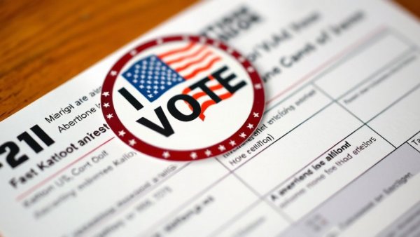 Michigan absentee ballot with 'I Voted' sticker, symbolizing voter rules integrity.