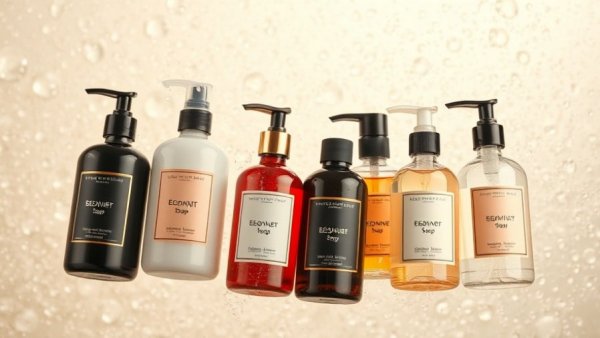 Assorted luxury hand soaps floating in soapy bubbles, moisturizing hand soap.