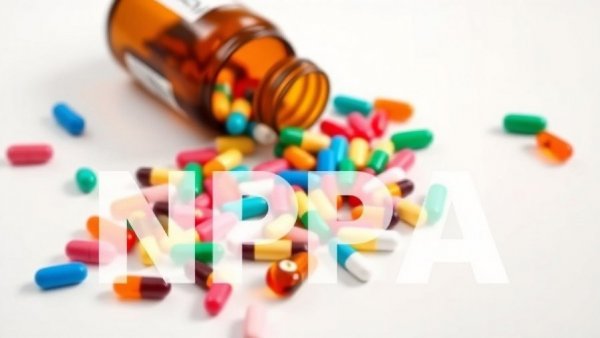 Colorful pills and capsules next to an amber bottle, NPPA text.