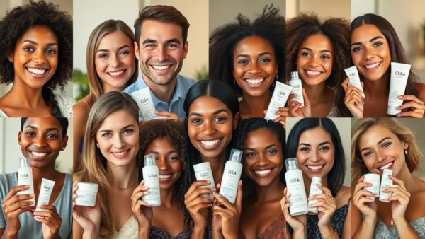 Diverse group showcasing best OSEA products in indoor setting.