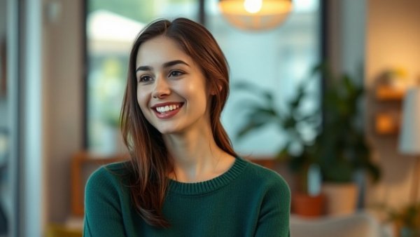Young woman smiling indoors, 250th Birthday Marines context.