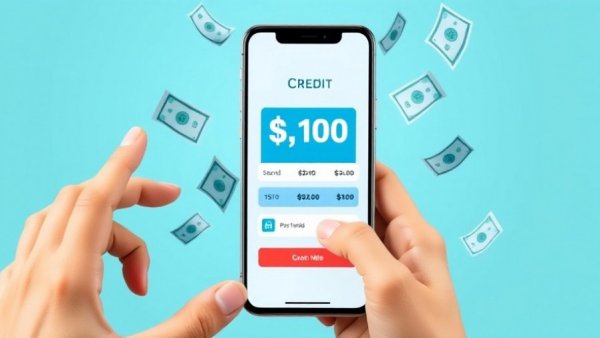 Digital art of credit score on phone, illustrating building credit with rent.