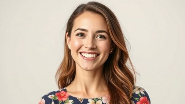 Smiling woman promoting 'stop comparing yourself to others'.