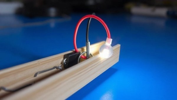 DIY LED tester for home improvement with clothespin and wires.