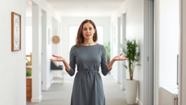 House flipping strategies discussed by a woman in a modern home.