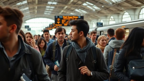 Travelers at a busy UK train station, UK higher rate tax implications