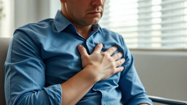 Person experiencing chest pain in a bright room, related to genetic testing for sudden cardiac death.