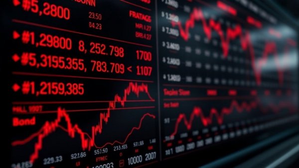 Financial market update screen displaying stocks and bonds correlation today, with bond rates and stock trends highlighted.