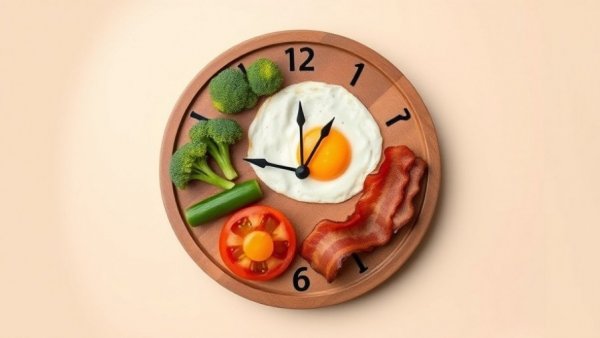 Minimalistic plate design depicting intermittent fasting concepts with healthy food.