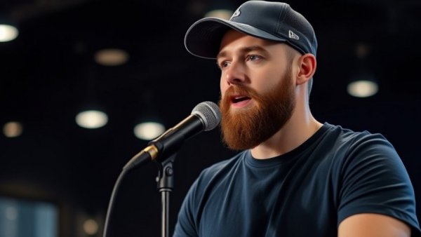 Casual man discussing roofing tips in a studio.