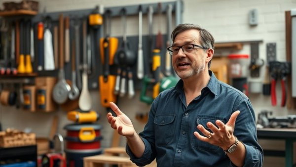 DIY home improvement tips in a modern workshop setting.