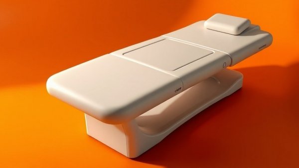 Chirp Contour Massage Table with sleek design on orange background.