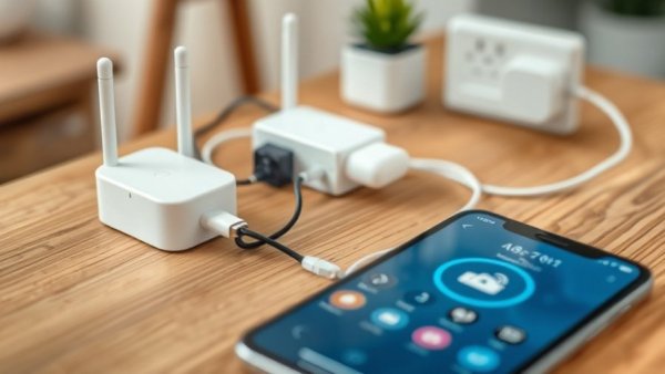 Connecting wireless light switch setup with smartphone and components.