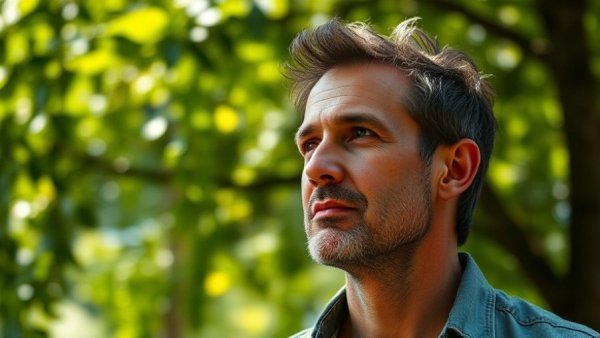 Thoughtful man in natural outdoor setting, Trump ultimatum to Ukraine focus.