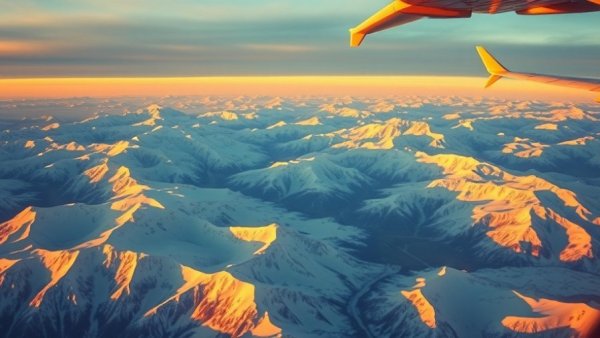 Aerial view of snowy mountains during winter vacation deals.
