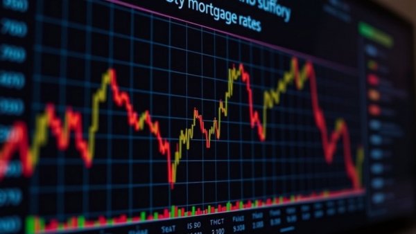 Mortgage rates chart showing decline, reaching near historic lows.