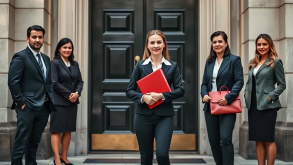 Spring Budget 2023 overview: Professional group with red briefcase.