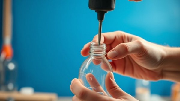 DIY wall phone holder creation with a plastic bottle and drill.