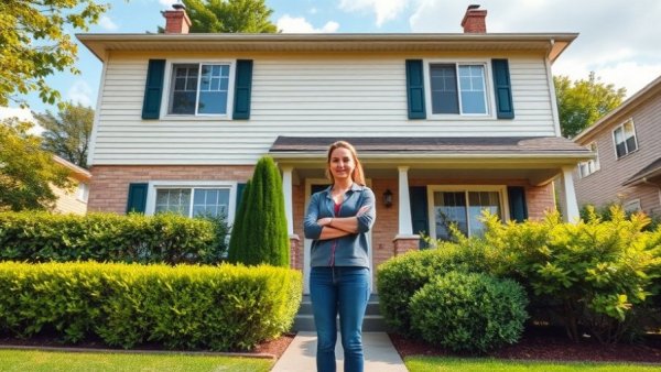 My First Duplex Flip: Confident woman standing in front of a duplex.