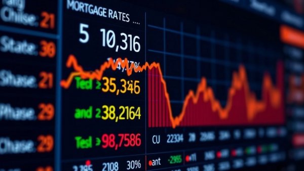 Chart displaying current mortgage rates with color-coded changes.