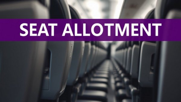 Close-up of airplane seats with 'SEAT ALLOTMENT' text banner.
