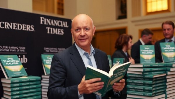 Bald man holding 'The Thinking Machine' book at a signing event for Nvidia Rise to AI Dominance.
