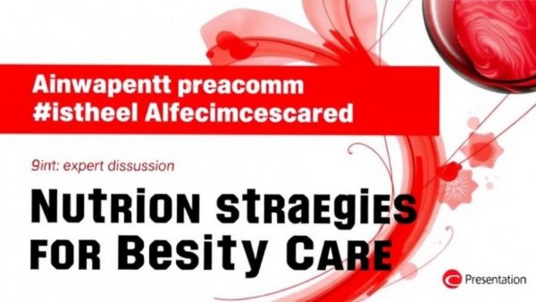Slide announcing expert discussion on nutrition strategies for obesity care, red theme.