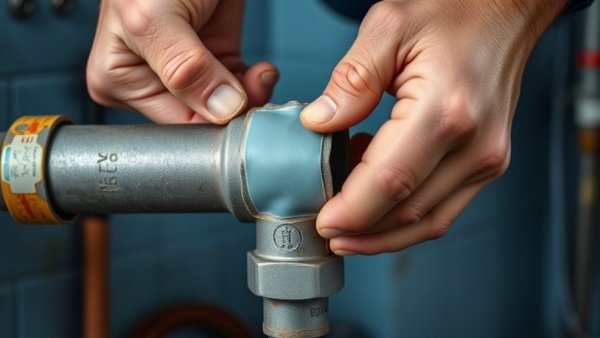 Hands performing DIY plumbing skills on pipe with rubber patch.