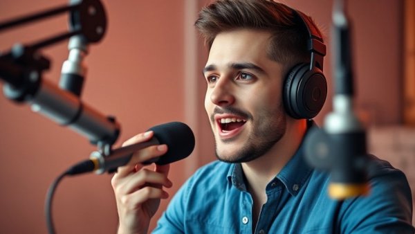 Young man discusses roofing tips on podcast.