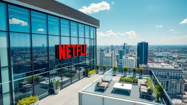Aerial view of Netflix headquarters illustrating the $59 billion bank loan.