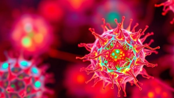 Stem cells glowing in vibrant colors illustrating therapy potential.