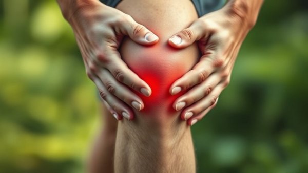 Person managing arthritis pain in knee with hands outdoors.