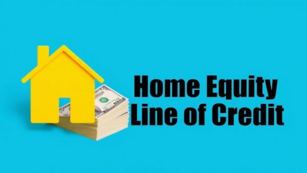 Graphic with house icon over money and 'Home Equity Line of Credit' text.