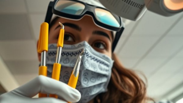 Dental hygienist holds yellow tools, highlighting favorite color.