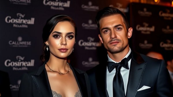 Serious formal couple at event, impacting Netflix market share