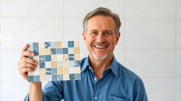 Man demonstrating how to install mosaic tile confidently.