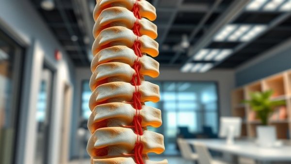 Anatomical spine model in a medical office setting.