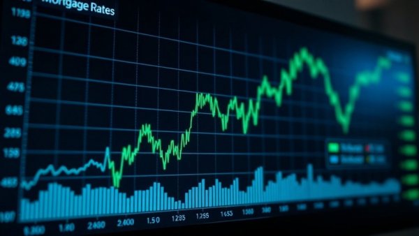 Dynamic financial display with Fed dot plot and interest rates, digital graph.