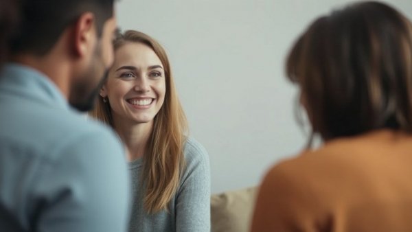 Woman explains Parts Work in IFS Therapy indoors.