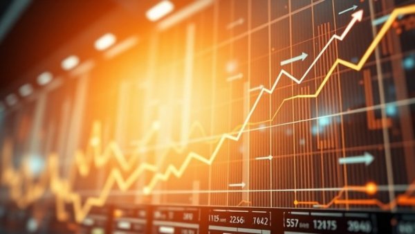 Dow Jones achieves record high depicted by financial graph with rising trend.