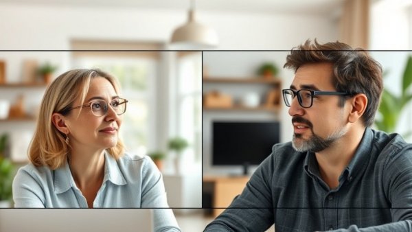 Understanding dry eye symptoms: split-screen video chat with two speakers.