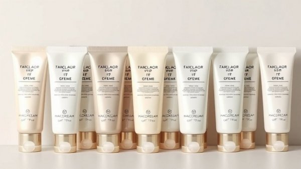 Assorted best-smelling hand creams aligned on neutral background.