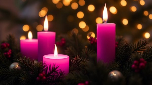 Joyful Christmas candles with greenery for seniors