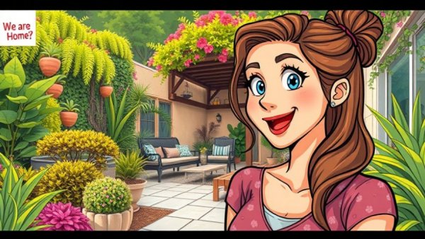 Online vs in person landscape design comparison with woman.