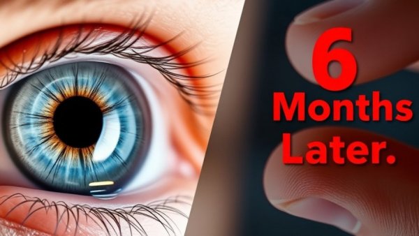 ICL Surgery 6-Month Update featuring a blue eye with lens.