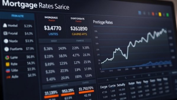 Financial dashboard on mortgage rates volatility risks.